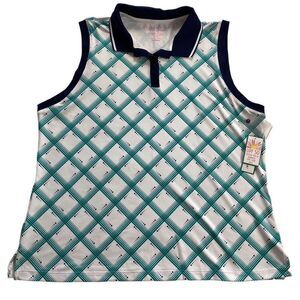 LILLIE GREEN WOMEN’S XLARGE Rib Trim Sleeveless Polo Shirt